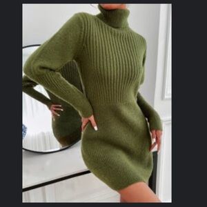 Olive Green Sweater Dress
